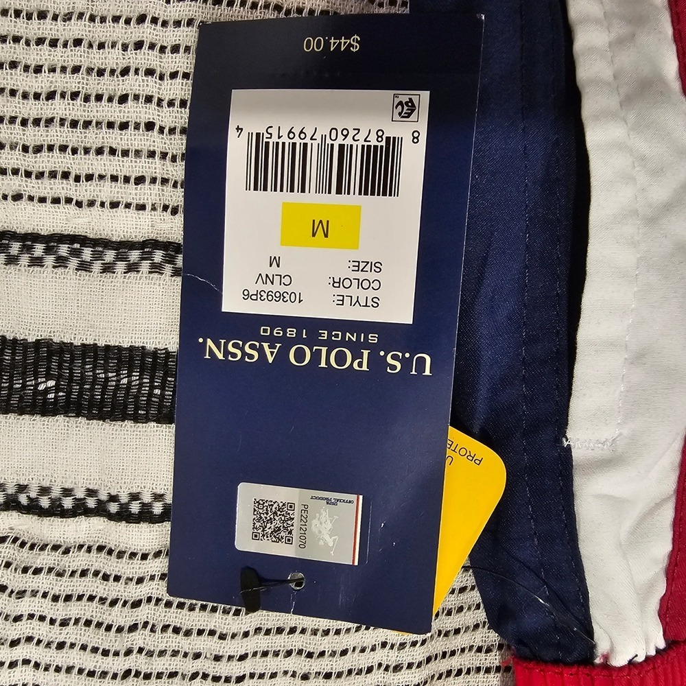 US Polo Assn Mens Swim Trunks Navy Red White Stripe Logo Size M NWT - Picture 4 of 8